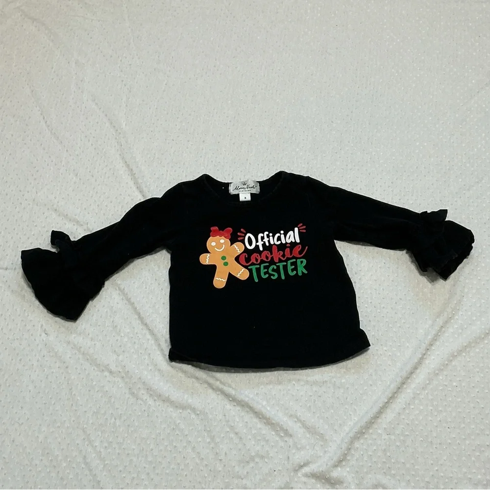 Official Cookie Tester Boutique Top 2T Black Gingerbread Man